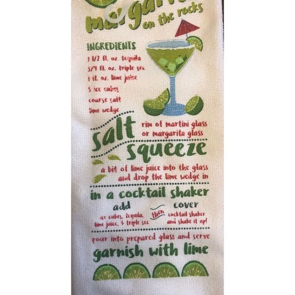 2 MARGARITA RECIPE Kitchen Hand Towels - Picture 3 of 4